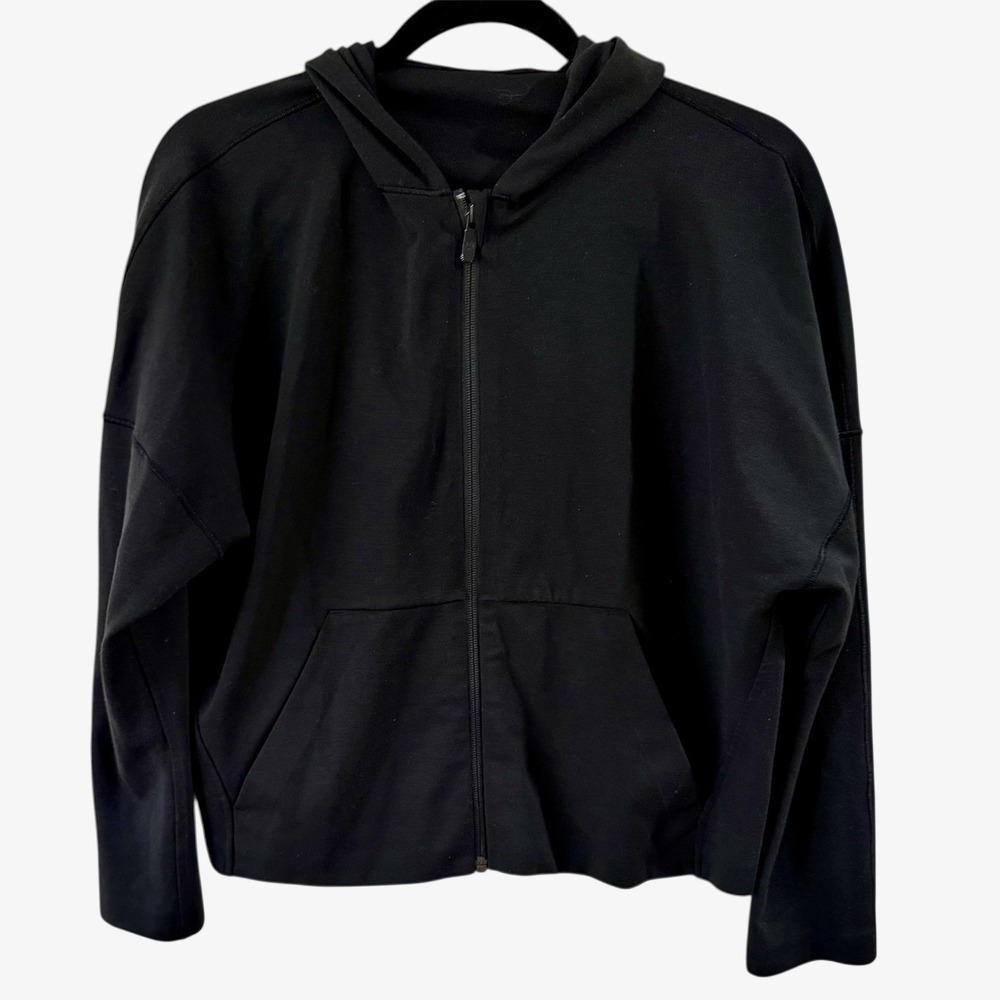 Lululemon Minimal Hoodie Womens 6 Black Full Zip Jacket Workout W4AGSS